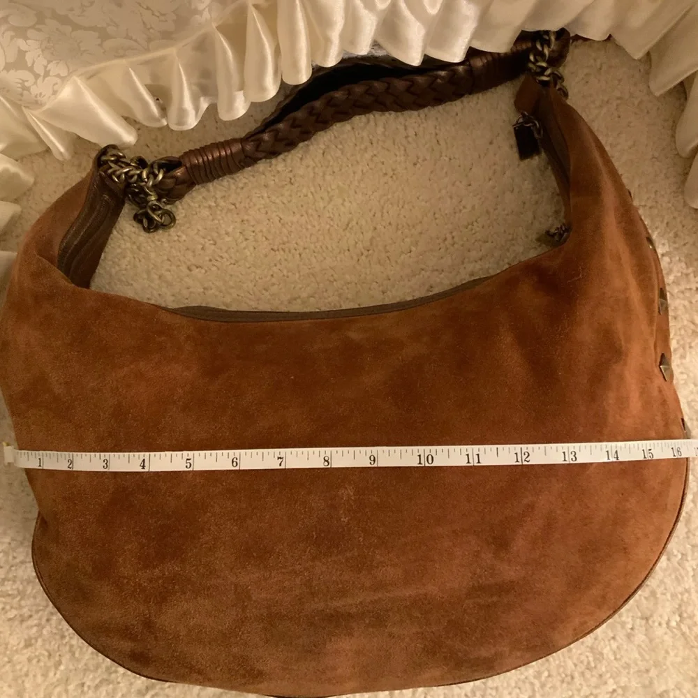 Donald J. Pliner Brown Suede Hobo with Chain Strap